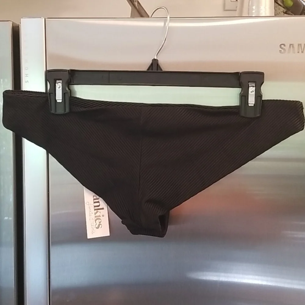 💕FRANKIE'S BIKINIS💕 Greer Ribbed Cheeky Bikini Bottom Black XL NWT